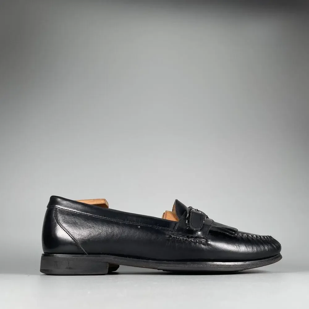 G.H. Bass Men's Size 8 Black Leather Casual Slip On Kilt Dress Shoes Casual GUC